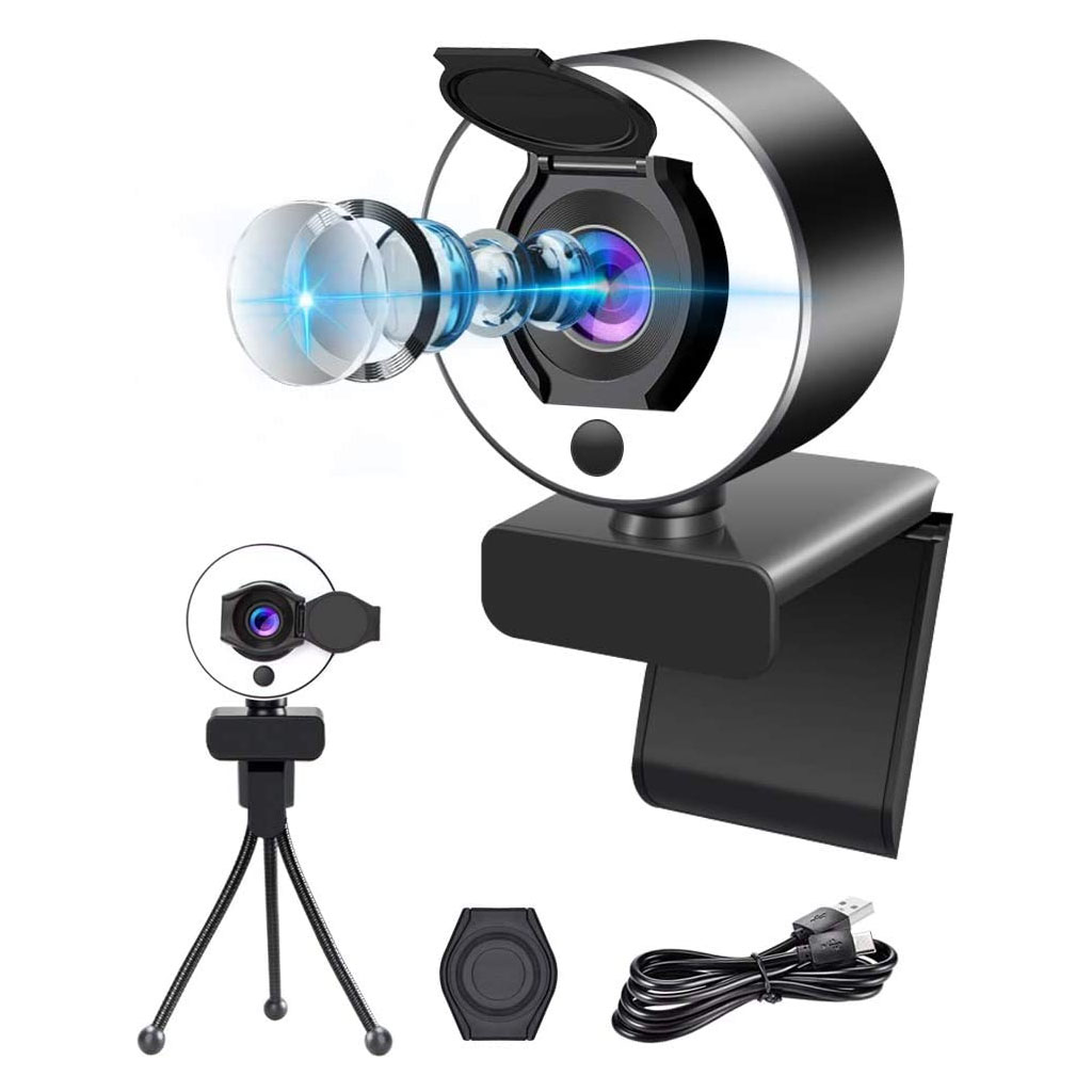 Webcam con Ring Light, Streaming 1080P HD Webcam, Webcam con micrófono ProaStar, Plug and Play