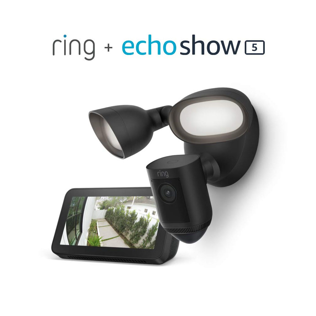 Ring Floodlight Cam Wired Pro Black with Echo Show 5