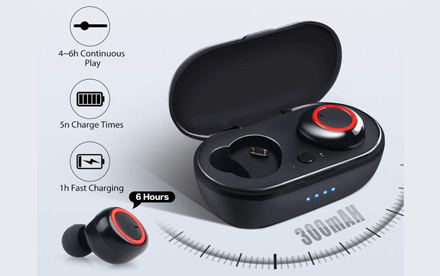 GTRACING Auriculares inalÃ¡mbricos Bluetooth in-ear con funda de carga inalÃ¡mbrica TWS estÃ©reo Bluetooth 5.0 con micrÃ³fono integrado, sonido con graves profundos - Altavoz