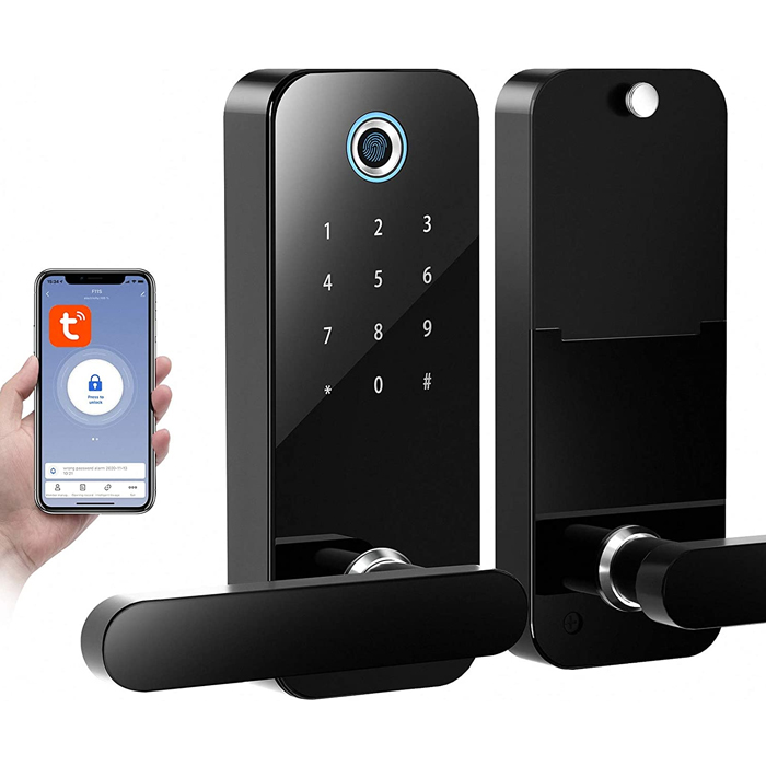Smart Lock Cerradura de puerta de huella digital 4 en 1 pantalla táctil, Bluetooth, APP sin llave, cerradura de puerta para casa, oficina, hotel o apartamento compatible con Alexa