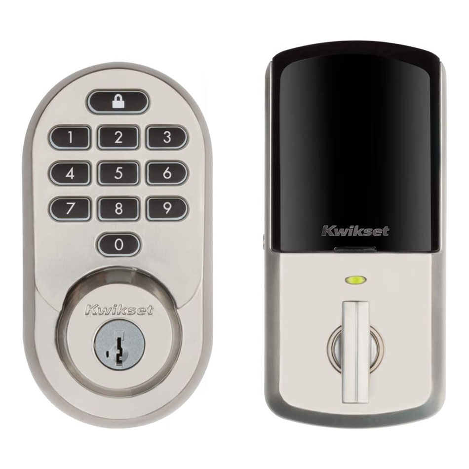 Kwikset 99380-001 Halo Wi-Fi Smart Lock Cerradura sin llave Teclado electrónico con seguridad SmartKey, níquel satinado