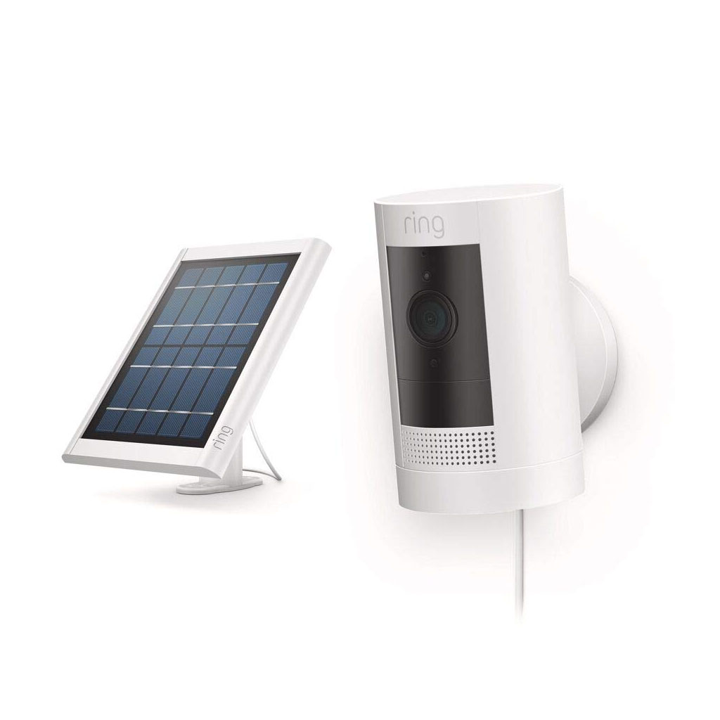 Ring Stick Up Cam Solar HD, cámara de seguridad con comunicación bidireccional , Funciona con Alexa