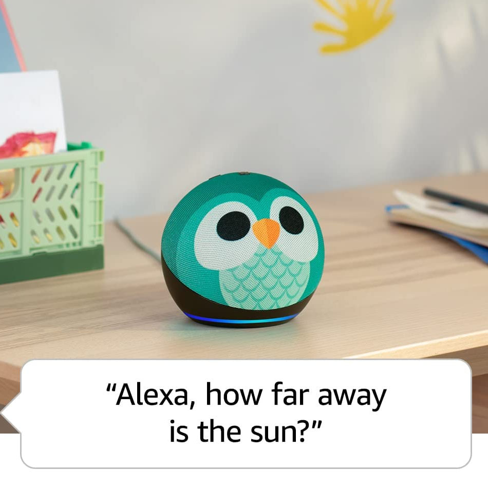  Echo Dot (5.ª generación) Kids | Diseñado para niños, cuenta con control parental | Owl