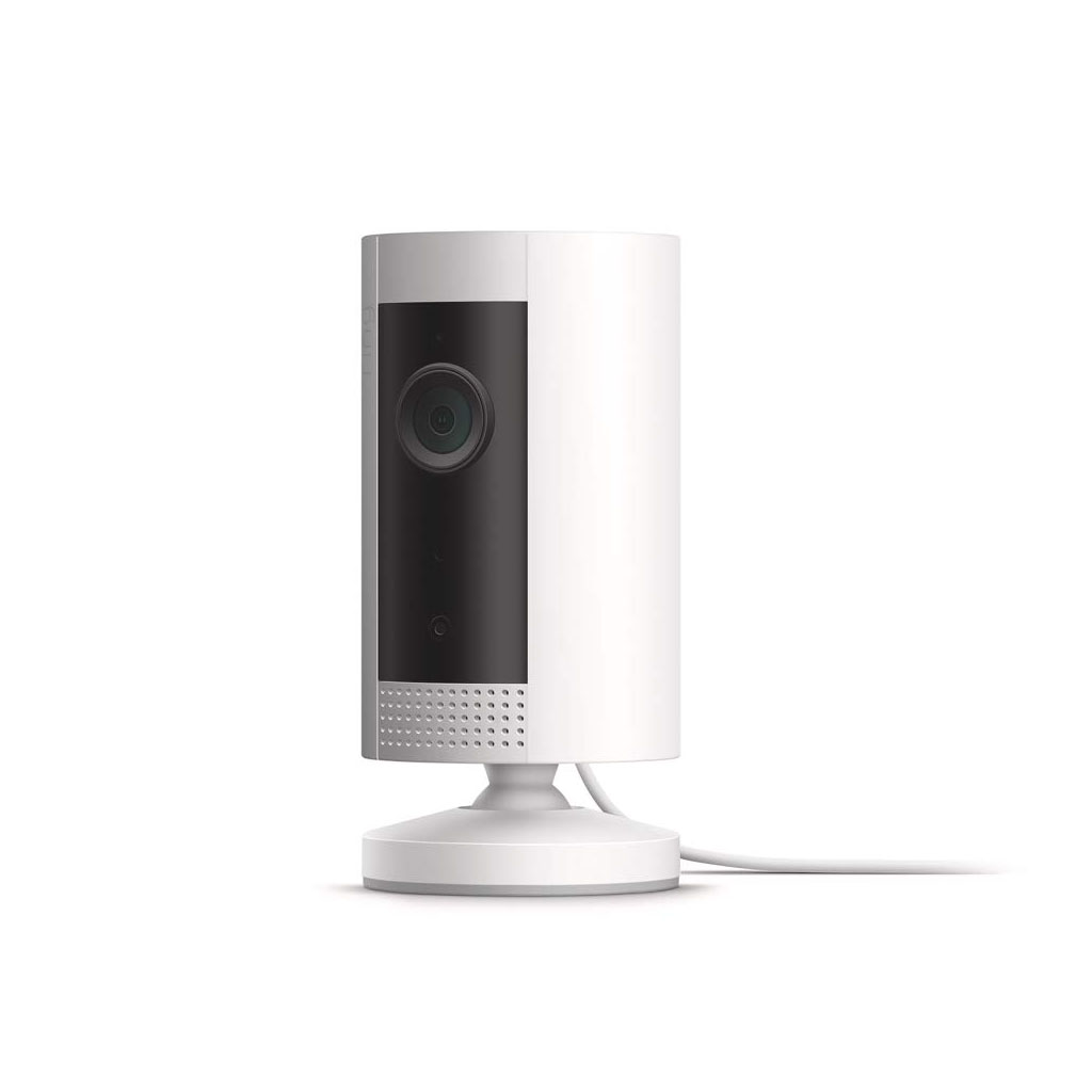 Ring Indoor Cam, Cámara compacta HD de enchufe con comunicación bidireccional, Blanco, Funciona con Alexa